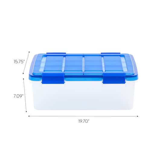IRIS® WeatherPro™ 26.5qt. Clear Heavy Duty Plastic Storage Bin with Blue Lid